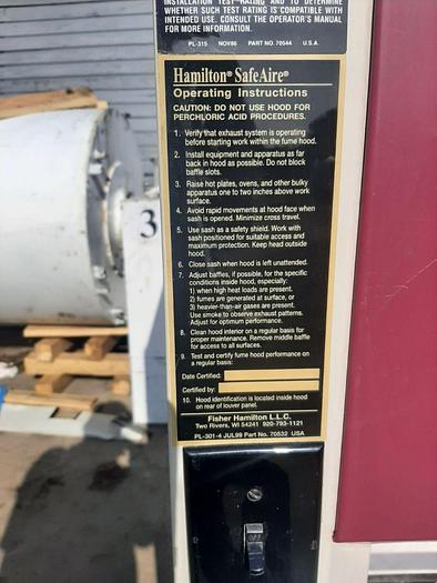 Used Fume Hood, 36" x 30" x 23", Thermo Scientific, SafeAire II #S744414