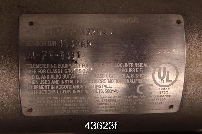 Used Micromotion RFT9739D4SUA Mass Flow Meter System #43623