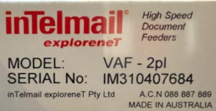 Used INTELMAIL VAF 2-Plate COLLATOR/FOLDER (BLUE)