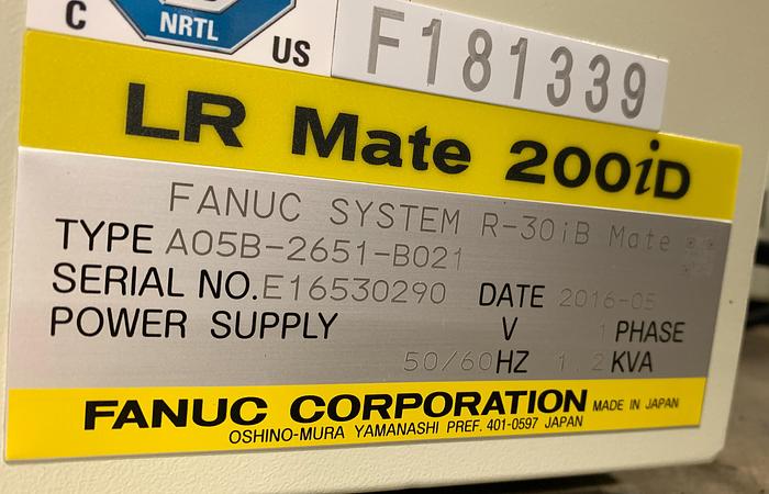 FANUC LR MATE 200ID/7C CLEAN ROOM 6 AXIS ROBOT WITH R30IB MATE