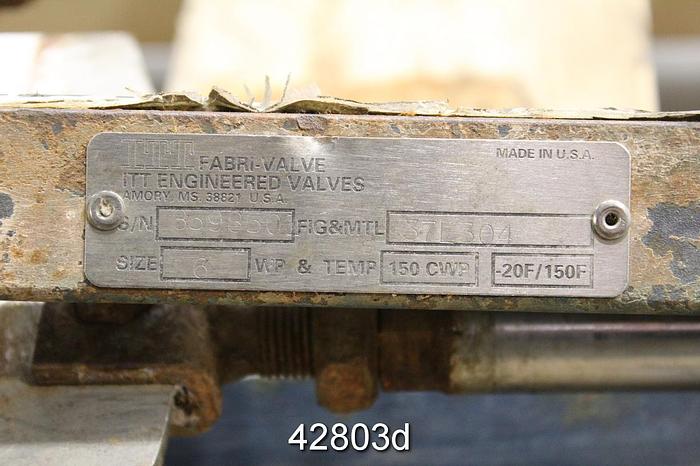 Used Fabri-valve 6" Air Operated Knife Gate Valve #42803