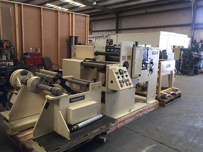 Used 19" WIDE ROTARY DIE CUTTER WITH COMCO REWINDER