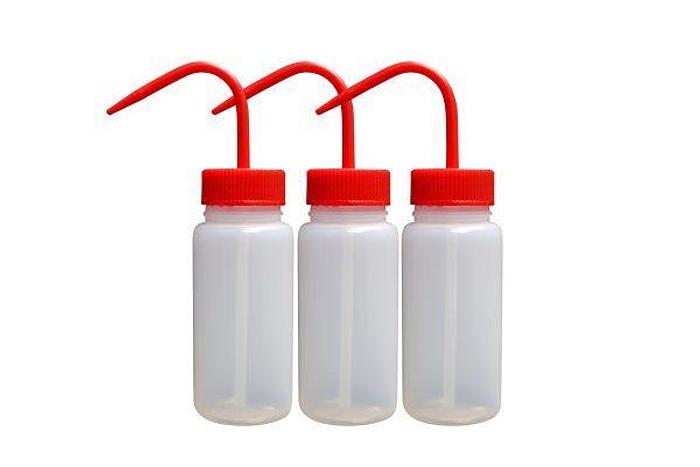 Botellas de lavado de LDPE Globe Scientific, 250 ml (8 onzas), para prepararlas usted mismo (paquetes vacíos, rojos)