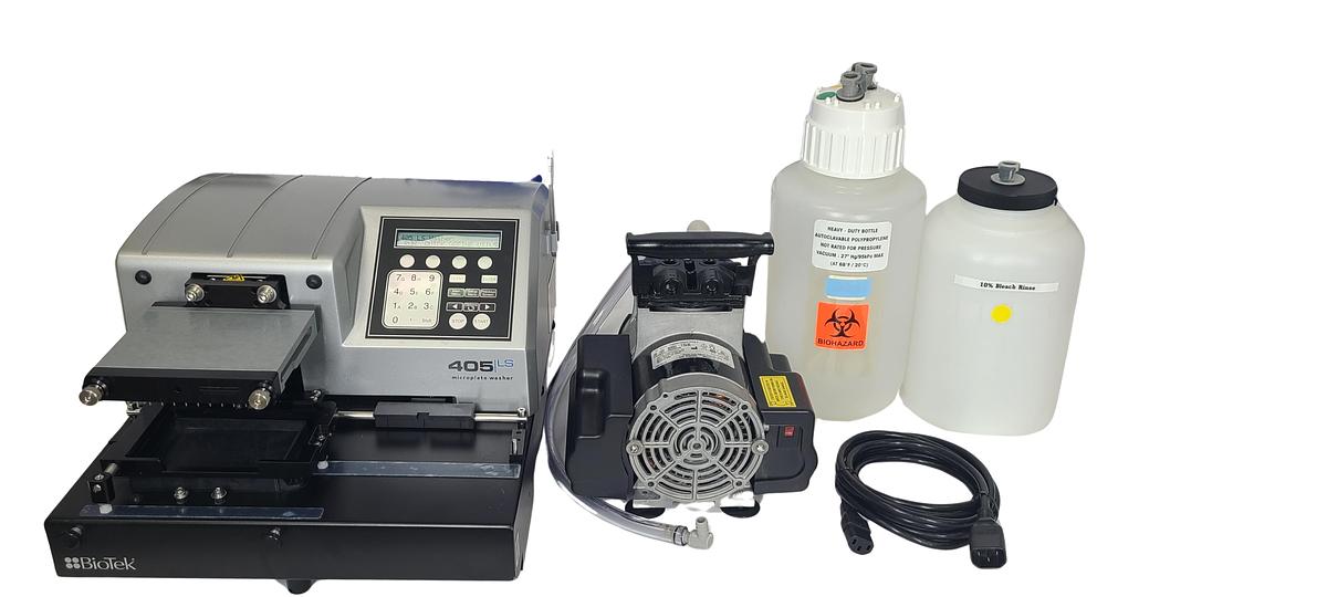Refurbished Biotek 405 LS Microplate Washer Along with Agilent Vacuum Pump 3 - 96Well Plate