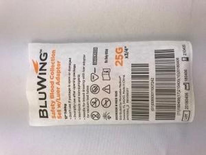 Agujas mariposa para recolección de sangre BluWing de 25 g, caja de 50