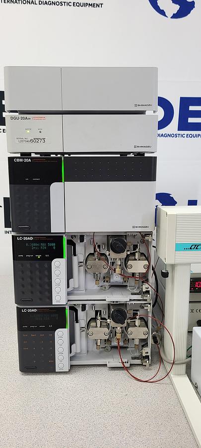 Used SHIMADZU Prominence LC-20a Modular HPLC System w/ CTC Analytics LEAP Auto Sampler and UV/VIS Detector
