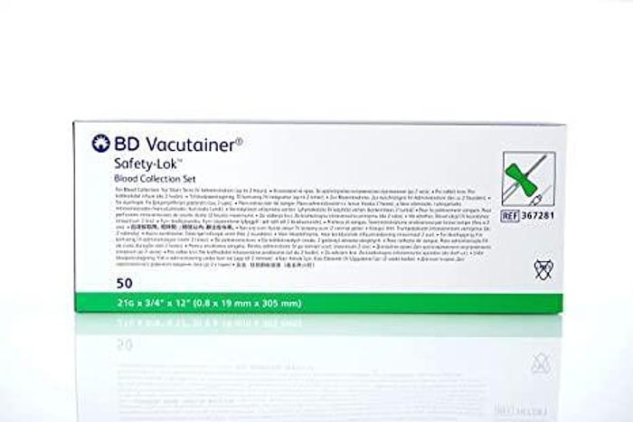 Agujas de mariposa para extracción de sangre BD Vacutainer® Safety-Lok™ de 21 g, 50/caja