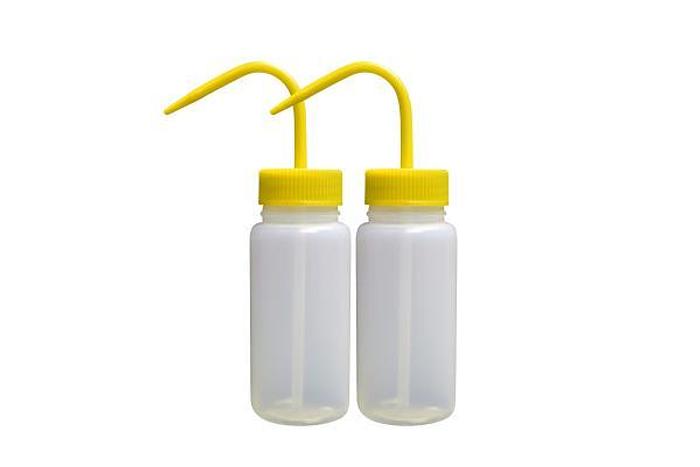 Botellas de lavado de LDPE Globe Scientific, 1000 ml (32 onzas), para prepararlas usted mismo (paquetes vacíos, amarillos)