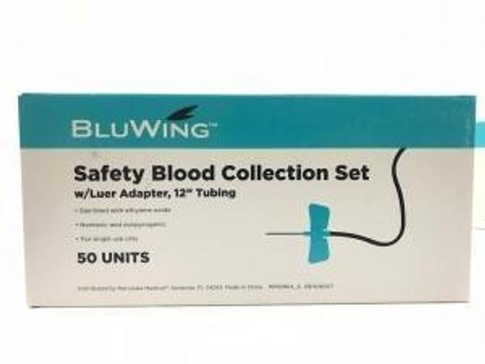 Agujas mariposa para recolección de sangre BluWing de 25 g, caja de 50