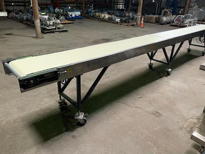 Used 20' Long x 18"Wide Portable Sanitary Flat Belt Conveyor