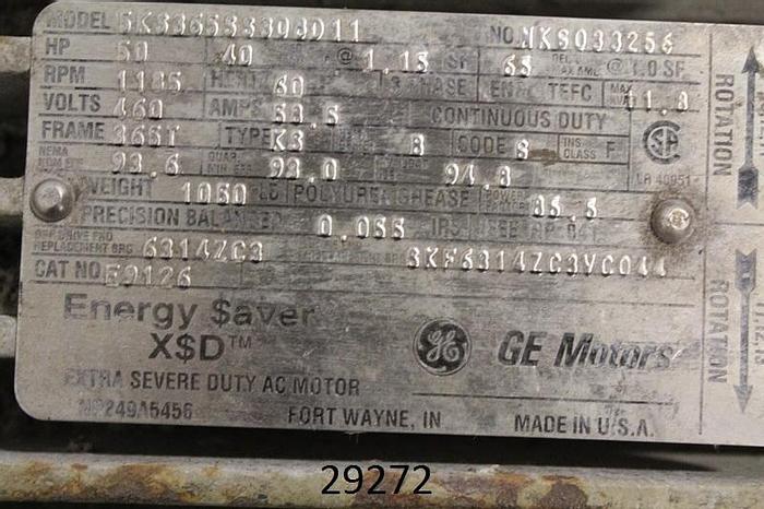Used General Electric 5KS36SS308D11 AC Motor, 50 Hp, 1185 Rpm #29272