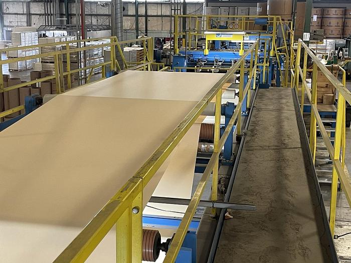 Used 65" JAGENBERG SYNCRO DUAL ROTARY KNIFE SHEETER W/ 4 SHAFTLESS UNWIND STANDS