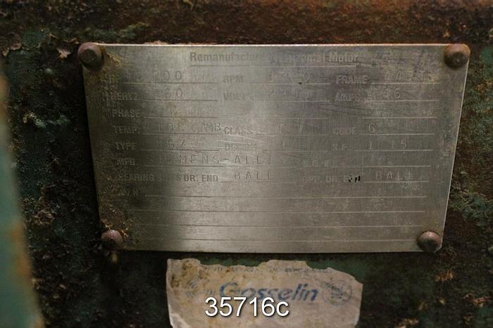 Used Siemens-Allis 200 HP Ac Motor, 1780 RPM, 2300 Volts, 447T Frame #35716