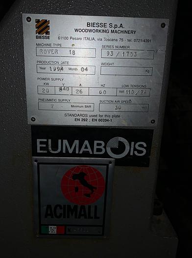 Used BIESSE ROVER-18 CNC MACHINING CENTER