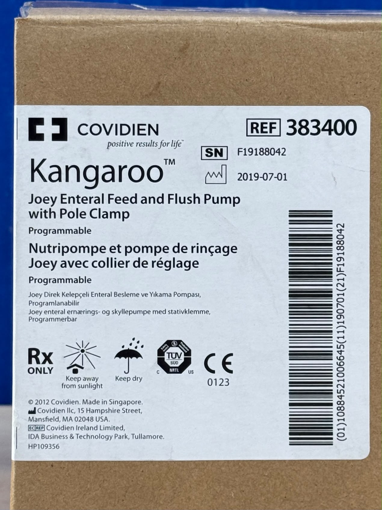 Used Covidien Kangaroo Joey Enternal Feed and Flush Pump with Pole Clamp REF: 383400 YOM: 2019 - 4x Units  Brand New