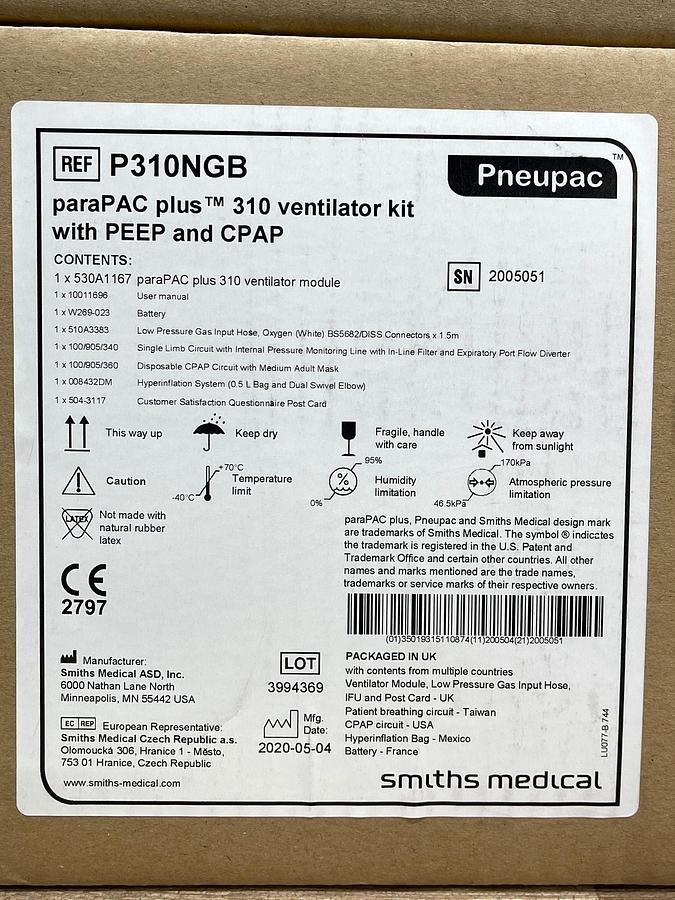 Pneupac ParaPac plus 310 Ventilator