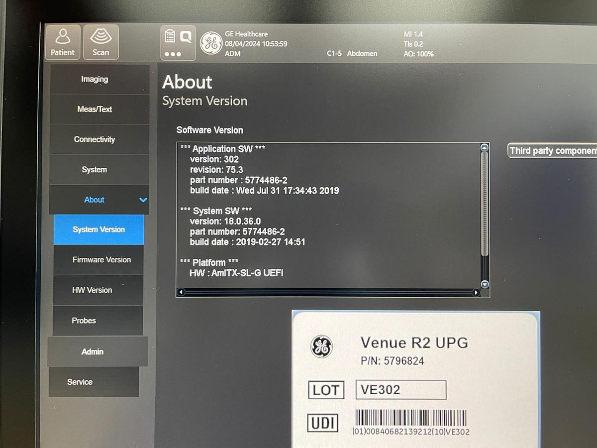 Used GE Venue YOM: 2018 With 3 Probes.