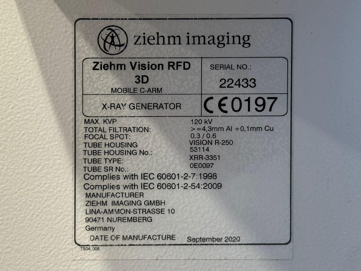 Used Ziehm Vision RFD 3D C-Arm YOM: 2020 