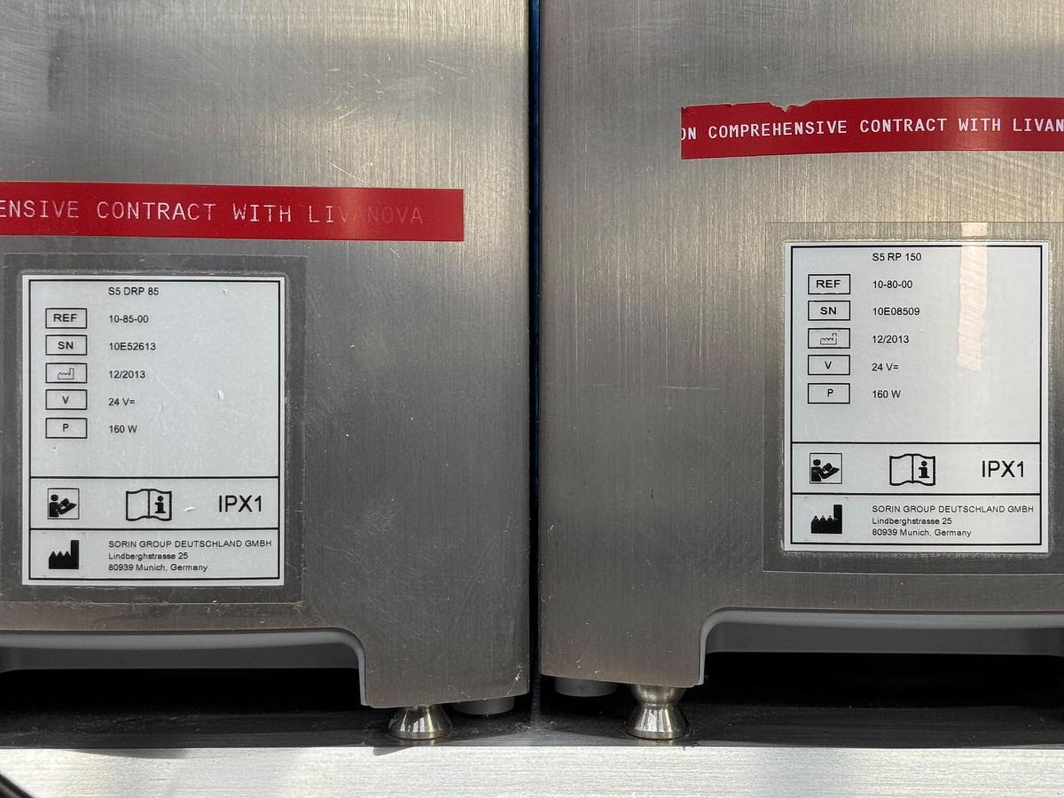 Used LivaNova Sorin Stockert S5 Heart Lung machine 2x S5 RP150 Pumps 2x S5 DRP85 Dual Pumps Sorin CP5 Sorin SP6 Bubble Detector SN: 28E03054 YOM: 2013