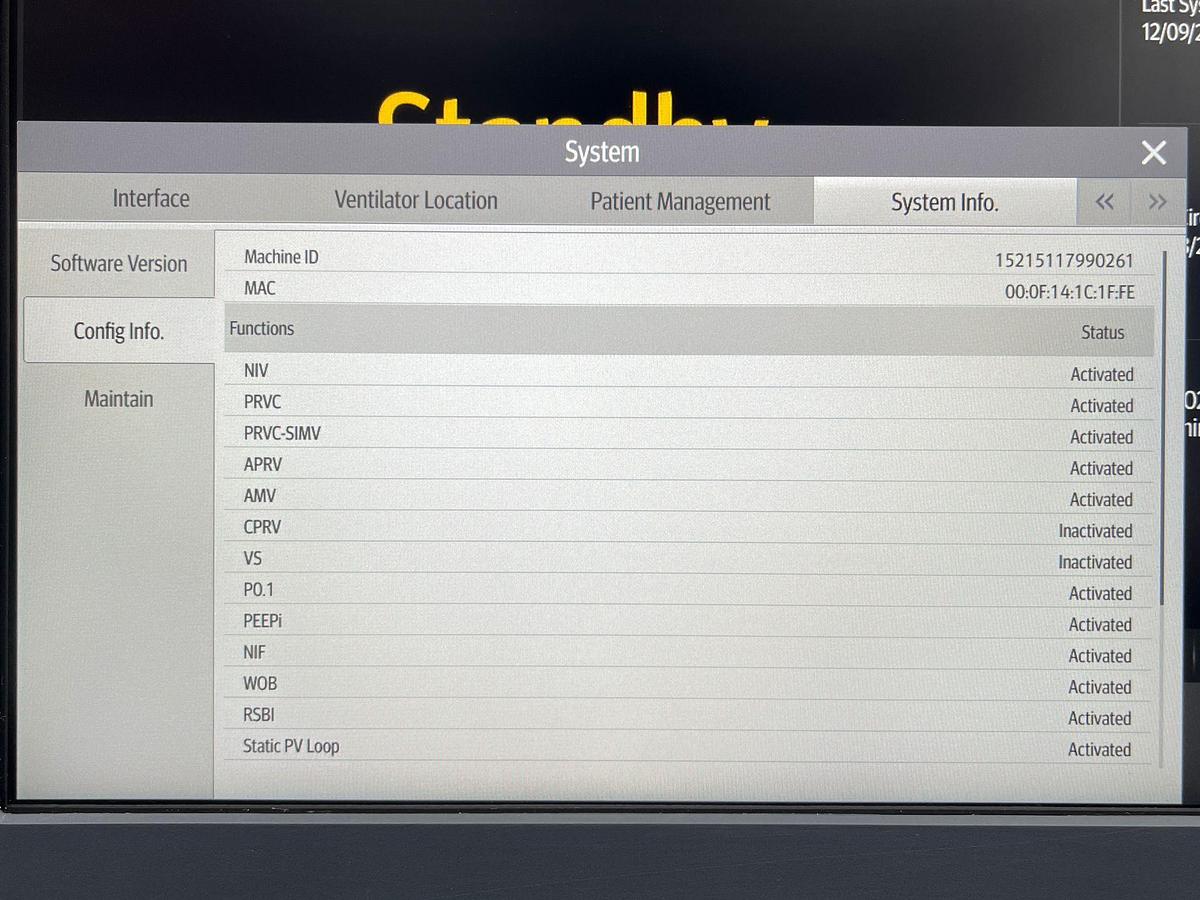 Used Mindray SV600 Ventilator YOM: 2020
