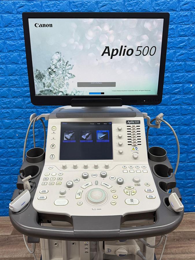 Used Toshiba Aplio 500 Ultrasound YOM: 2019 Probes  PLT-1005BT YOM: 2019 PLT-1204BT YOM: 2019 PLT-1202BT YOM: 2019