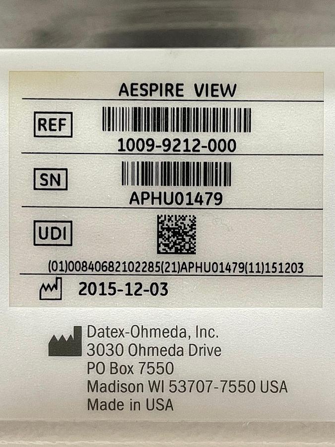 Used GE Aespire View Anesthesia YOM: 2015