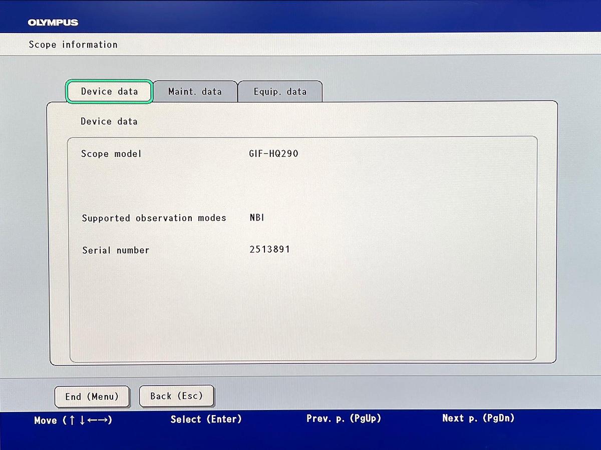 Used Olympus scope Model: GIF-HQ290