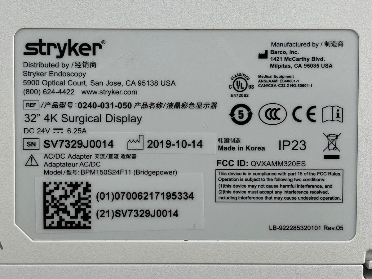 Used Stryker 32 Inch 4K LED Monitor YOM: 2019