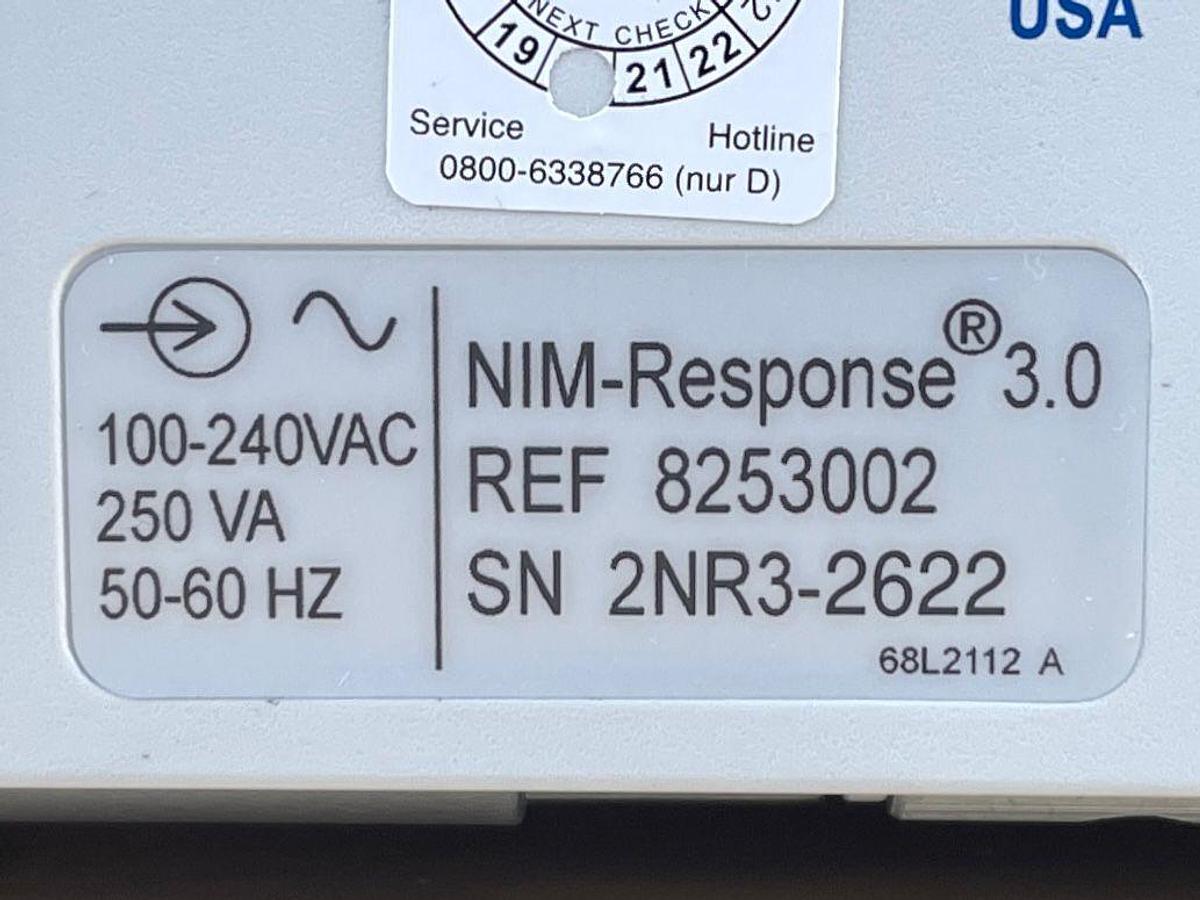 Used Medtronic NIM-Response 3.0 SN: 2NR3-2622 Includ Medtronic NIM-Response 3.0 REF: 8253200 Nim 3.0 Patient Simulator  REF: 8253600 Nim Muting Detector REF: 68L1204