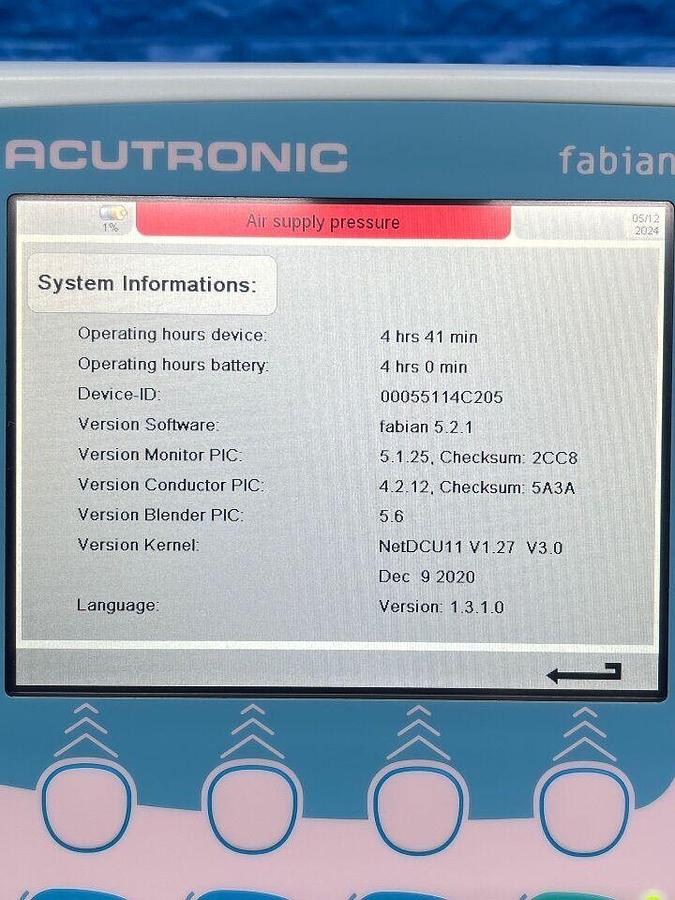 Used ACUTRONIC Fabian Therapy Evolution YOM
