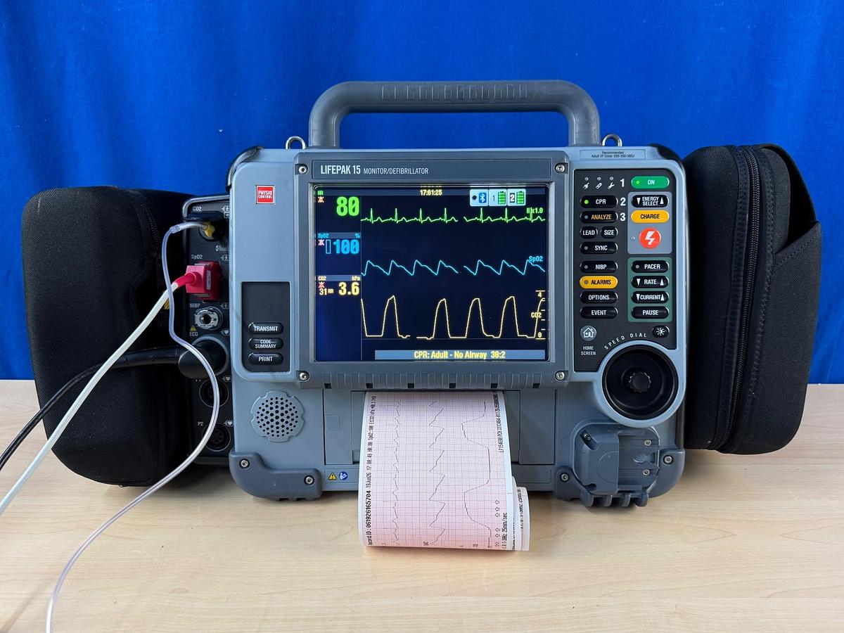Used Includes: - Physio Control Lifepak 15 Defibrillator REF: 99577-001418 YOM: 2022 The Physio-Control LIFEPAK® 15 Defibrillator Monitor (REF: 99577-001418) is a premium advanced life support (ALS) defibrillator and patient monitoring system designed for emergency medical services (EMS), hospitals, critical care units, and ambulance providers. Manufactured by Physio-Control (Stryker), the LIFEPAK 15is one of the most trusted and widely used emergency cardiac care systems worldwide, delivering advanced monitoring, defibrillation, pacing, and diagnostic capabilities in a rugged portable platform. Designed for pre-hospital and in-hospital emergency care, the LIFEPAK 15 combines advanced cardiac monitoring technology with reliable biphasic defibrillation, helping healthcare professionals respond effectively to life-threatening cardiac emergencies. Key Features Advanced Biphasic Defibrillation Provides rapid and effective treatment for ventricular fibrillation and sudden cardiac arrest. Comprehensive Patient Monitoring Supports continuous monitoring of ECG, SpO2, NIBP, EtCO2, and other vital parameters depending on configuration. Manual, AED & Pacing Functions Offers flexible treatment options for advanced life support and emergency response applications. Large High-Resolution Display Provides clear visibility of patient data, waveforms, and critical monitoring information. Rugged EMS Design Engineered for ambulance services, emergency departments, critical care transport, and demanding clinical environments. Trusted Worldwide Widely utilized by hospitals, EMS providers, military organizations, and emergency response teams. Technical Specifications Manufacturer: Physio-Control (Stryker) Model: LIFEPAK® 15 Reference Number: 99577-001418 Device Type: Defibrillator Monitor Technology: Biphasic Defibrillation Application: Emergency Cardiac Care & Advanced Life Support Operation Modes: Manual Defibrillation, AED, Monitoring & Pacing Applications Emergency Medical Services (EMS) Ambulance Services Emergency Departments Critical Care Transport Intensive Care Units (ICU) Cardiac Care Units (CCU) Hospital Resuscitation Teams Fire & Rescue Services Military Medical Units Key Benefits Advanced cardiac monitoring capabilities Reliable biphasic defibrillation technology Portable and rugged construction Ideal for pre-hospital and hospital use Supports advanced life support protocols Trusted by emergency care professionals worldwide Proven performance in critical care environments Why Choose the LIFEPAK® 15 Defibrillator? The Physio-Control LIFEPAK® 15 Defibrillator Monitor REF: 99577-001418 is one of the industry's leading ALS defibrillator and monitoring systems, offering advanced patient monitoring, dependable defibrillation performance, and exceptional durability. It remains a preferred choice for healthcare providers seeking a reliable emergency cardiac care solution. The Physio Control Lifepak 15 Defibrillator is a reliable piece of equipment designed for advanced medical response situations. Manufactured in 2022, this model, REF 99577-001418, is used but maintains a dependable performance for emergency care. Known for its rugged design, the Lifepak 15 ensures durability in demanding environments, catering to both basic and advanced life support. Equipped with sophisticated monitoring features, the Lifepak 15 offers ECG monitoring, capnography, non-invasive blood pressure monitoring, and pulse oximetry, making it a comprehensive solution for patient management. The device also includes customizable energy protocols that aid healthcare professionals in delivering precise defibrillation therapy. Its intuitive interface and clear display facilitate quick operation and decision-making in critical scenarios. This unit remains fully functional and has been carefully inspected to ensure that it meets safety and performance standards. Ideal for hospitals and emergency medical services, the Lifepak 15 serves as a crucial tool in delivering immediate care.