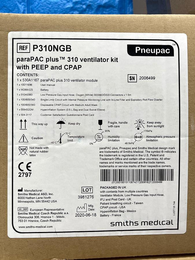 Pneupac ParaPac plus 310 Ventilator