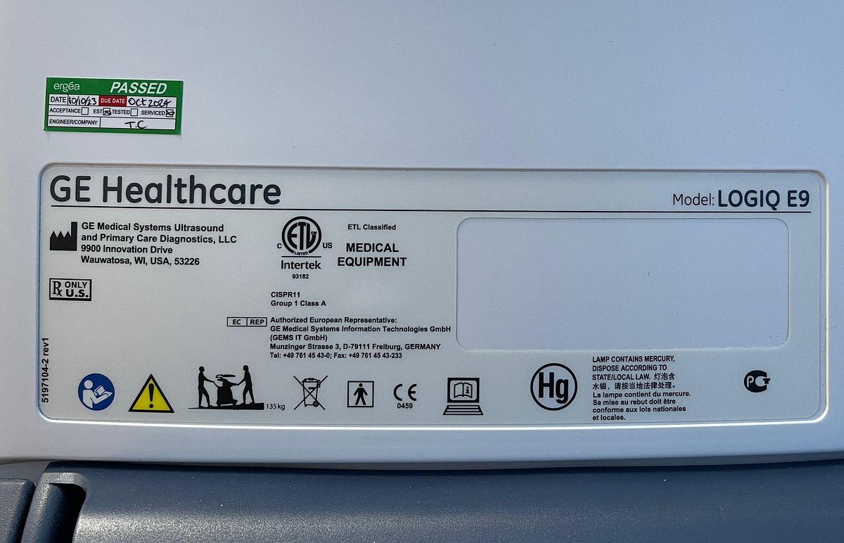 Used GE Logiq E9  YOM: 2014 With 4 Probes.