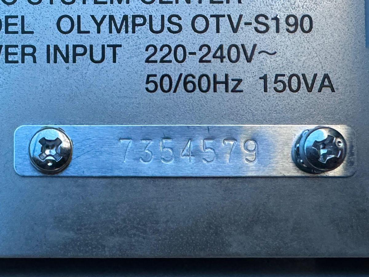 Used Olympus OTV-S190 Tower Processor OTV-S190  SN: 7354579 Light Source CLV-S190 SN: 7304202 Olympus OEV261H Monitor  YOM: 2013 SN: 7354100 Olympus UHI-4  YOM: 2021 SN: 7159219 Olympus IMH-20 SN: 7331770 Olympus Camera Head CH-S190-XZ-E SN: 7506197 Olympus MAJ-1921 Keyboard  Sony Digital Colour Printer