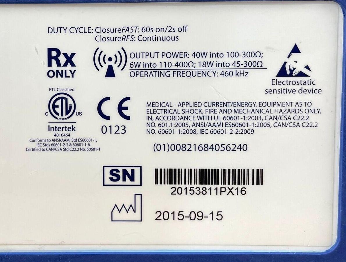 Used COVIDIEN/VALLEYLAB Closure RFG3 YOM