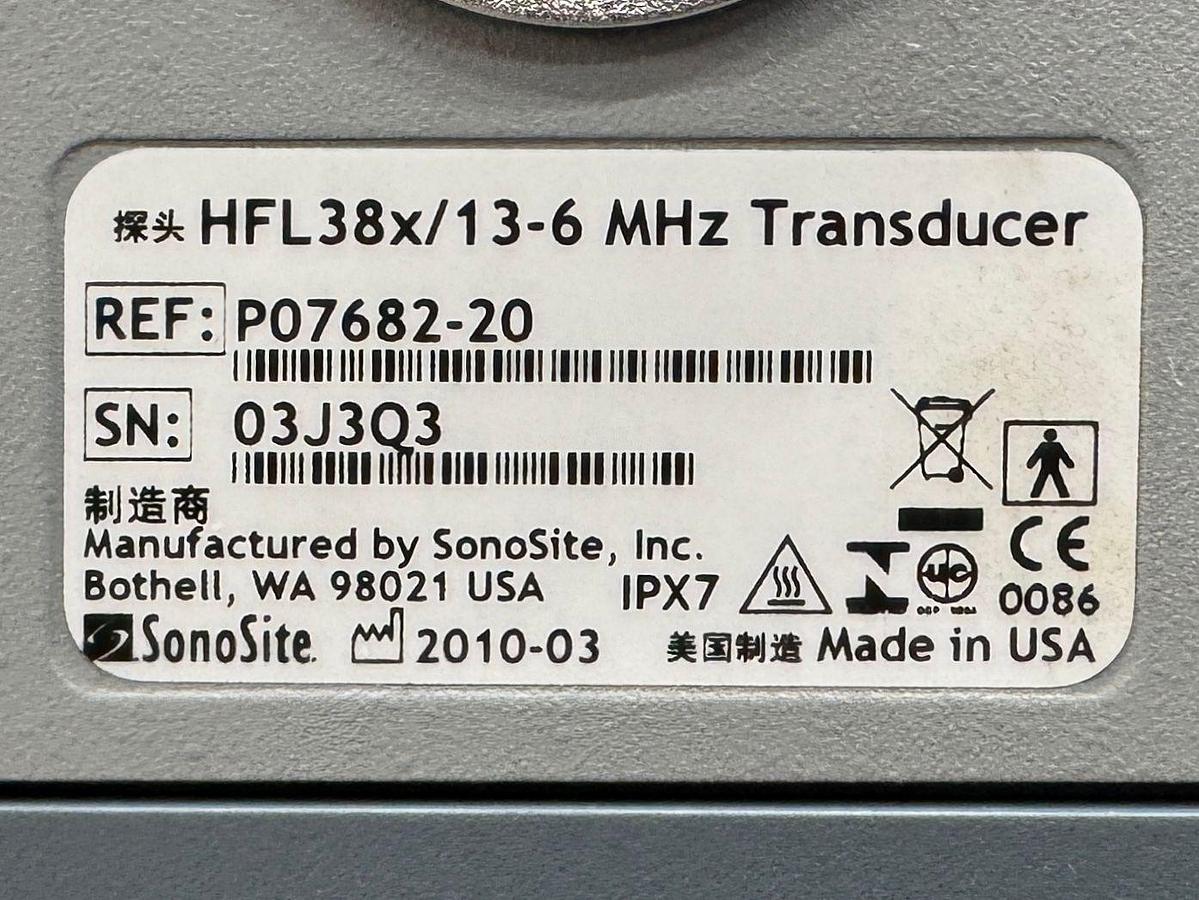 Used SonoSite Fujifilm M-Turbo Ultrasound REF: P08189-45 YOM: 2010 Probe HFL38x/13-6 MHz REF: PO7682-20 YOM: 2010