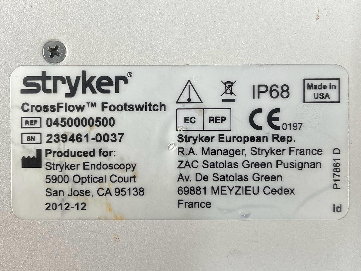 Used Stryker CrossFlow Footswitch RF: 0450000500 YOM: 2012