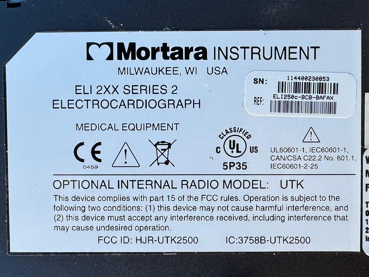 Used Mortara ELI 250c Electrocardiograph ECG REF: EL I250c-BCB-BAFAX 