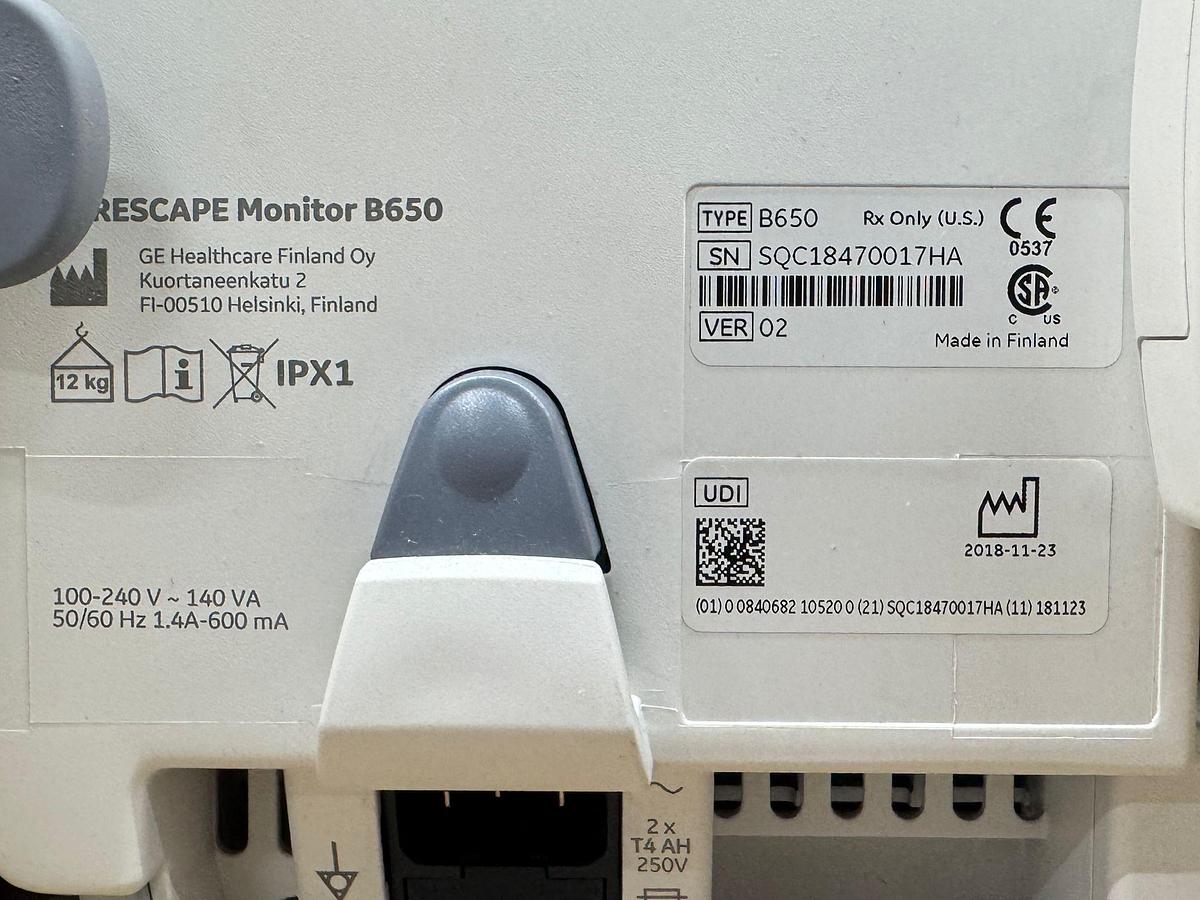Used GE B 650 Patient Monitor Critical Care