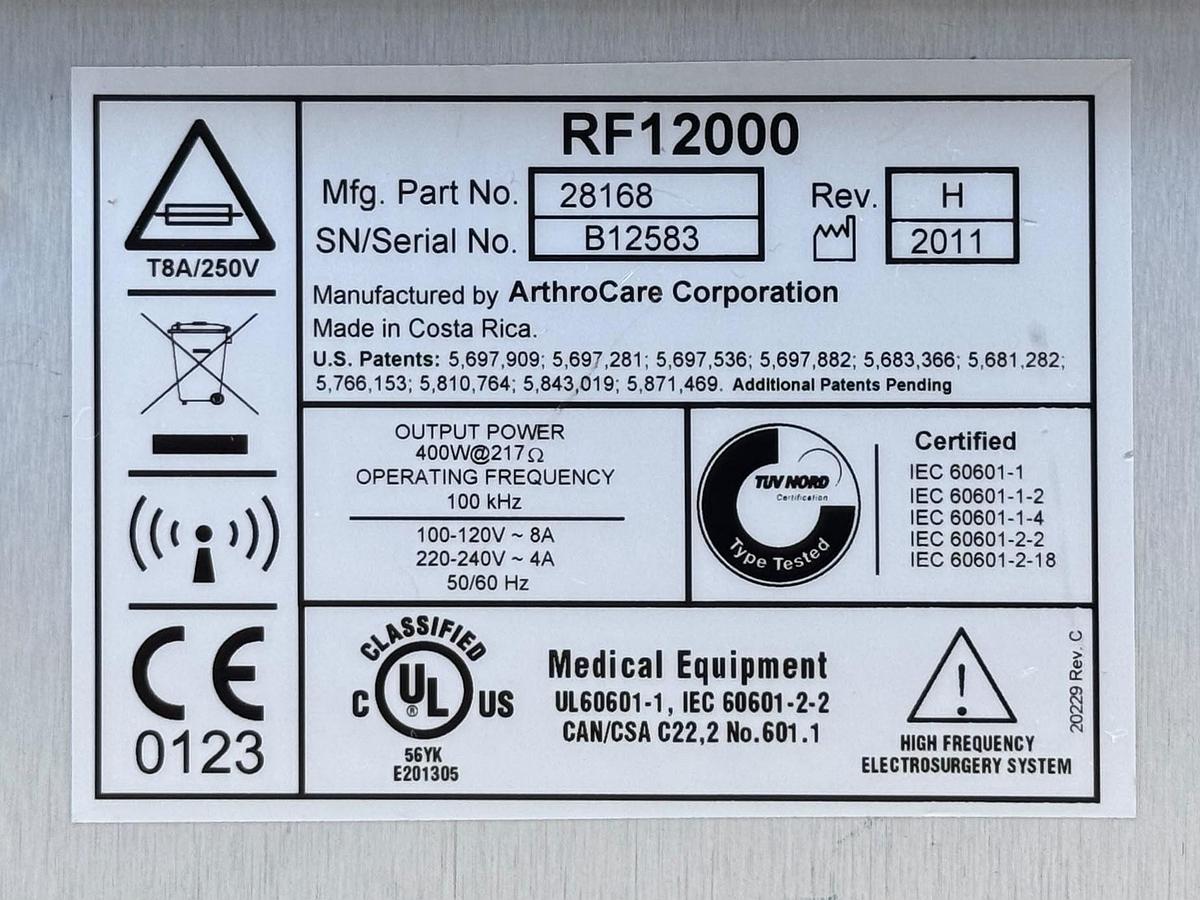 Used Arthro Care Quantum 2 REF: RF12000 YOM: 2011