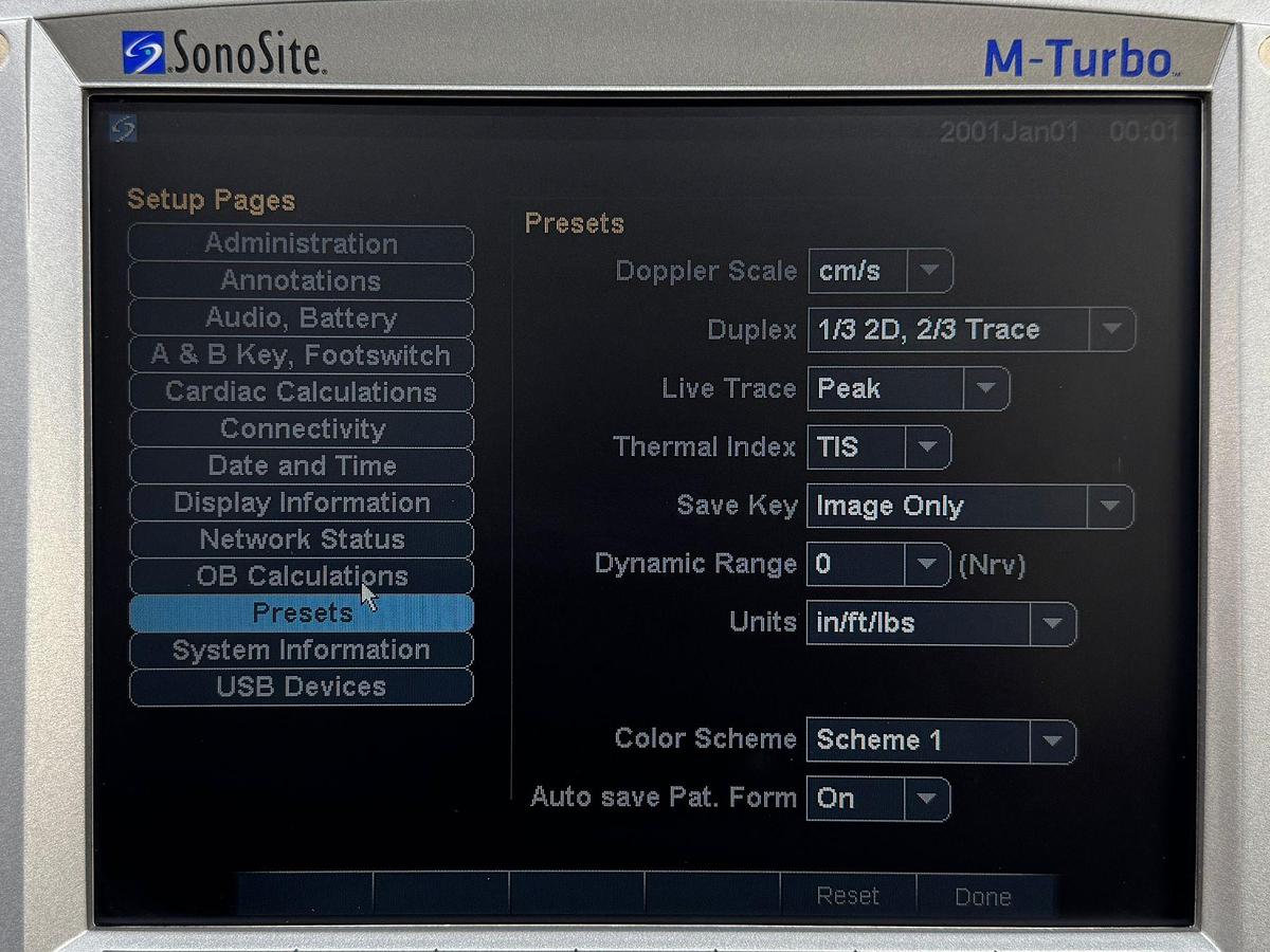 Used SonoSite Fujifilm M-Turbo Ultrasound REF: P08189-45 YOM: 2010 Probe HFL38x/13-6 MHz REF: PO7682-20 YOM: 2010