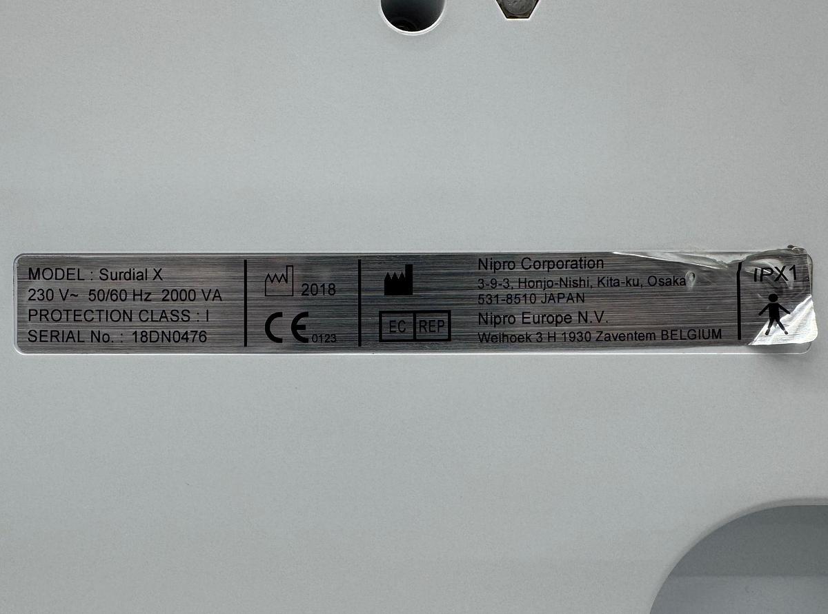 Used Nipro Surdial X Dialysis YOM: 2018 SN: 18DN0476 YOM: 2018 SN: 18DN0580