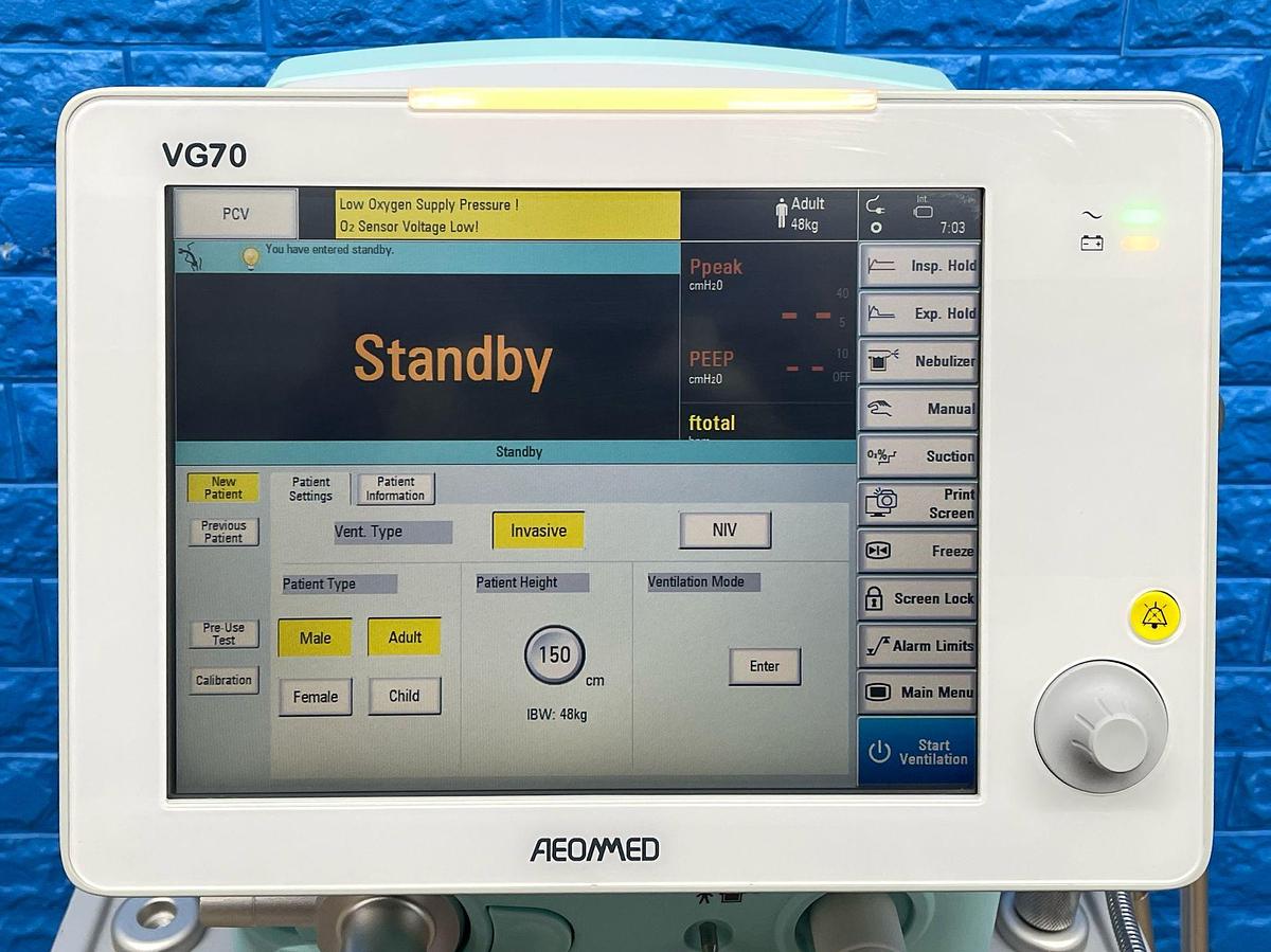 Used Aeonmed Ventilator VG 70, YOM: 2020, Include: Fisher and Paykel