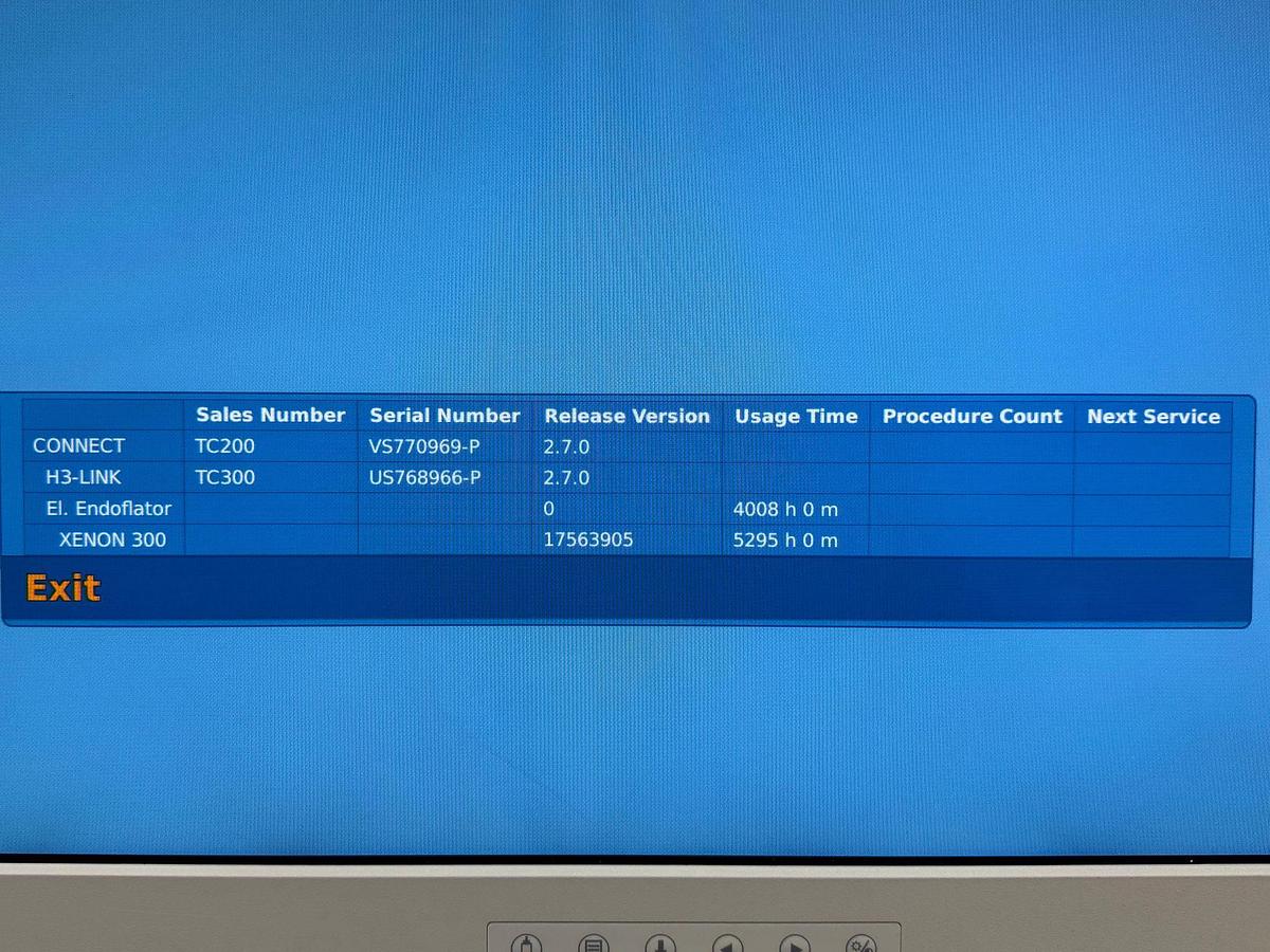 Used Karl Storz Spies Tower: -LCD Monitor 26 Inch  -Aida Monitor 19 Inch Touch Screen -Endoflator with Hose  -Keyboard -Camera Head H3-Z Spies S Full HD TH100  -Aida Control WD 200 -Xenon 300 Light source  -Spies S TC200/TC300 -Sony Printer