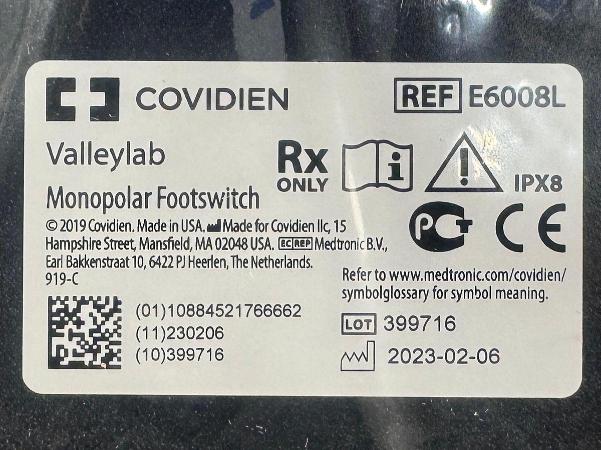 Used Covidien Valleylab Monopolar Footswitch  REF: E6008L YOM: 2023 