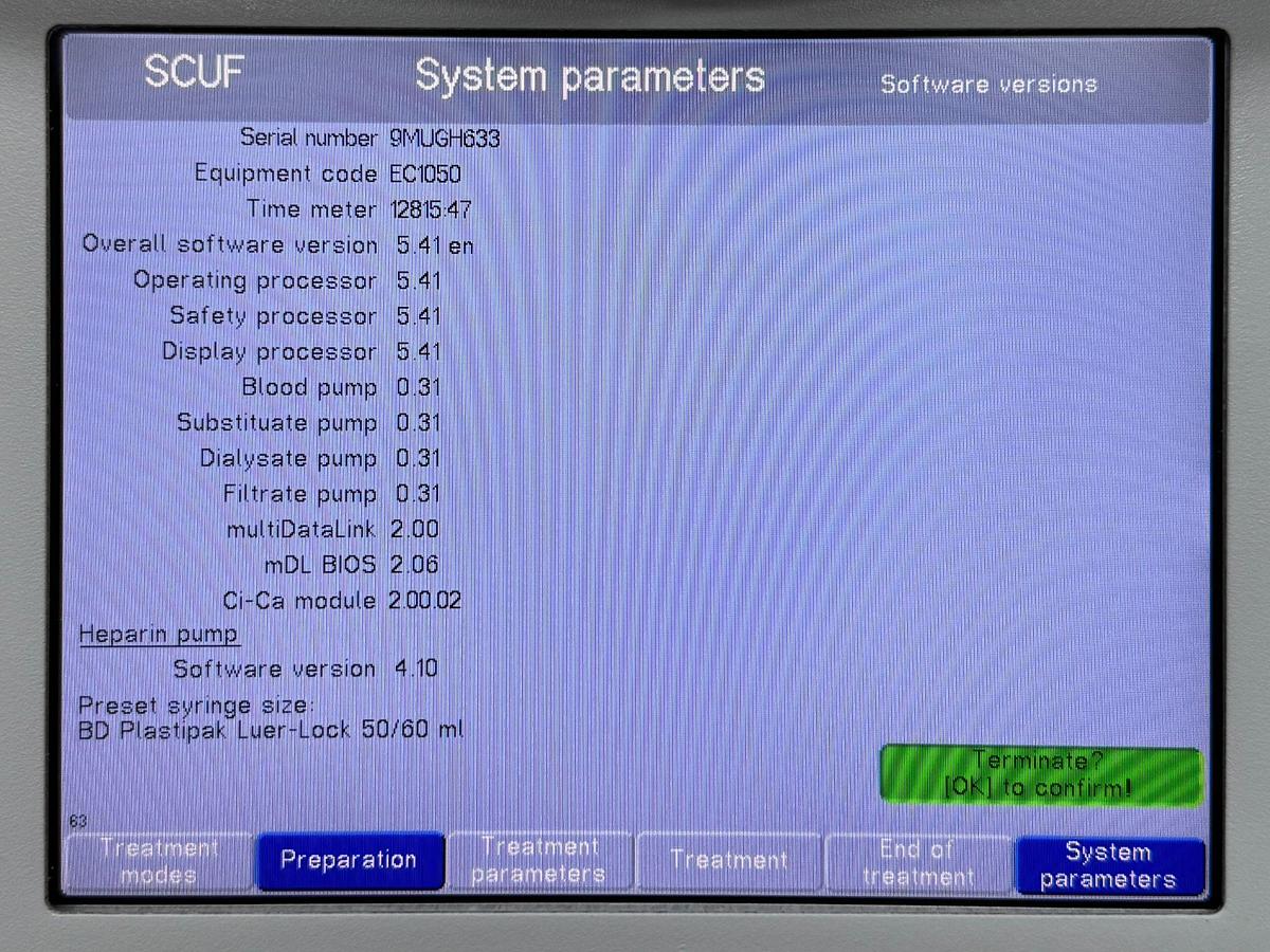Used Fresenius MultiFiltrate HOURS: 12815:47 YOM: 2019 / HOURS: 13391:37 YOM:2019 