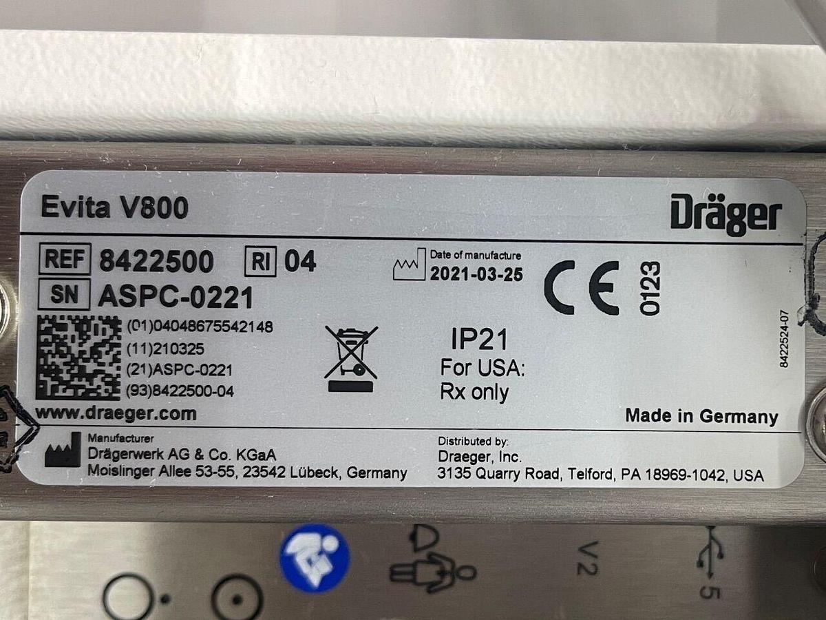 Used DRAEGER Dräger Evita V800 Ventilator YOM