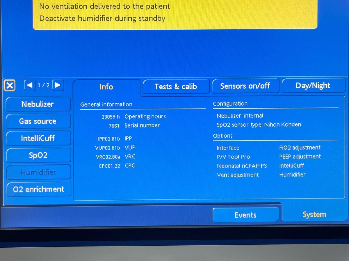Used HAMILTON S1 Ventilator with Neonatal, Peads and Adult option YOM: 2013