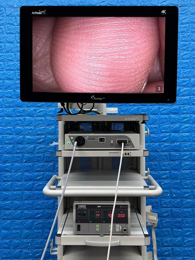Used Arthrex 4K Laparoscopy Tower - LED 4K Monitor 32 inch YOM: 2018  - Synergy UHD4 4K Vision LED Image Processor  - Arthrex 4K Ultra Autoclave Camera Head    - Karl Storz Endoflator   - Arthrex Trolley