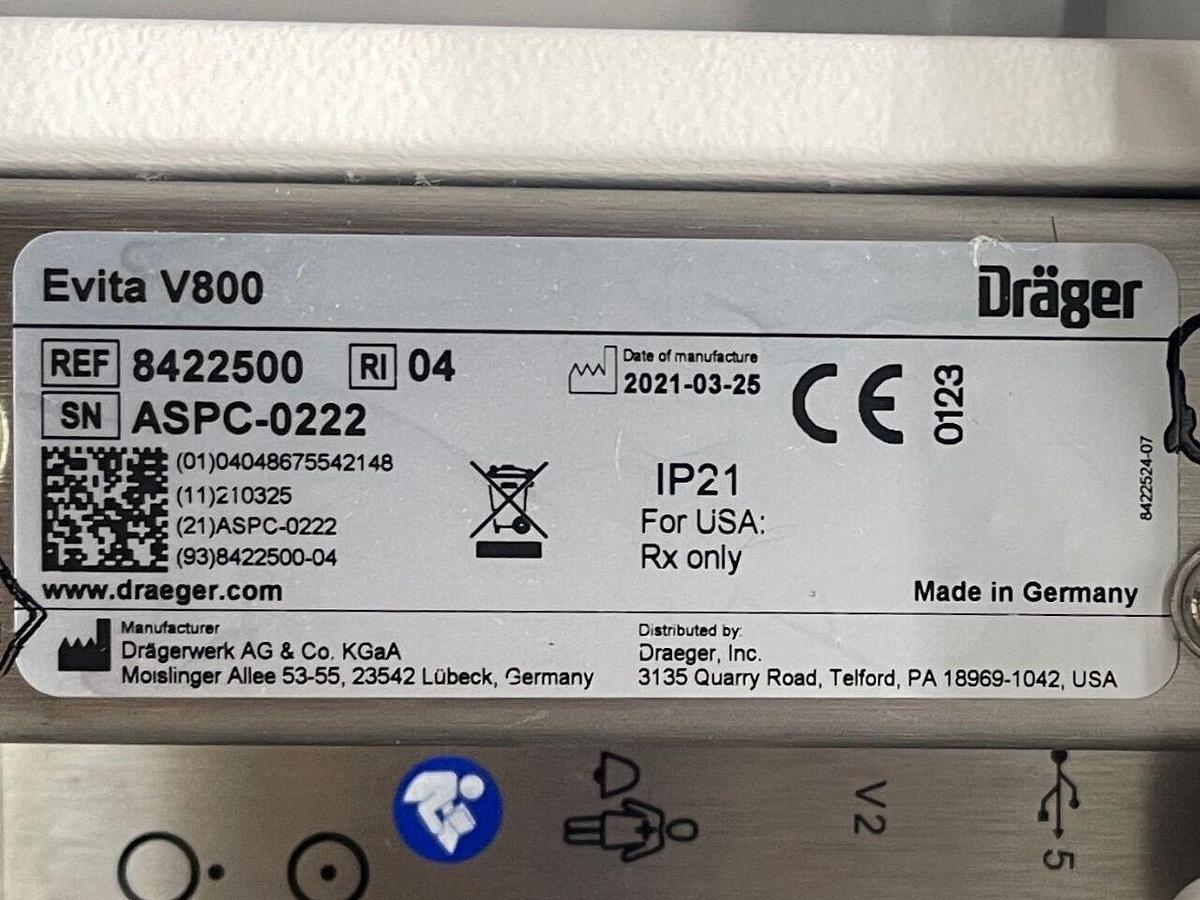 Used DRAEGER Dräger Evita V800 Ventilator YOM